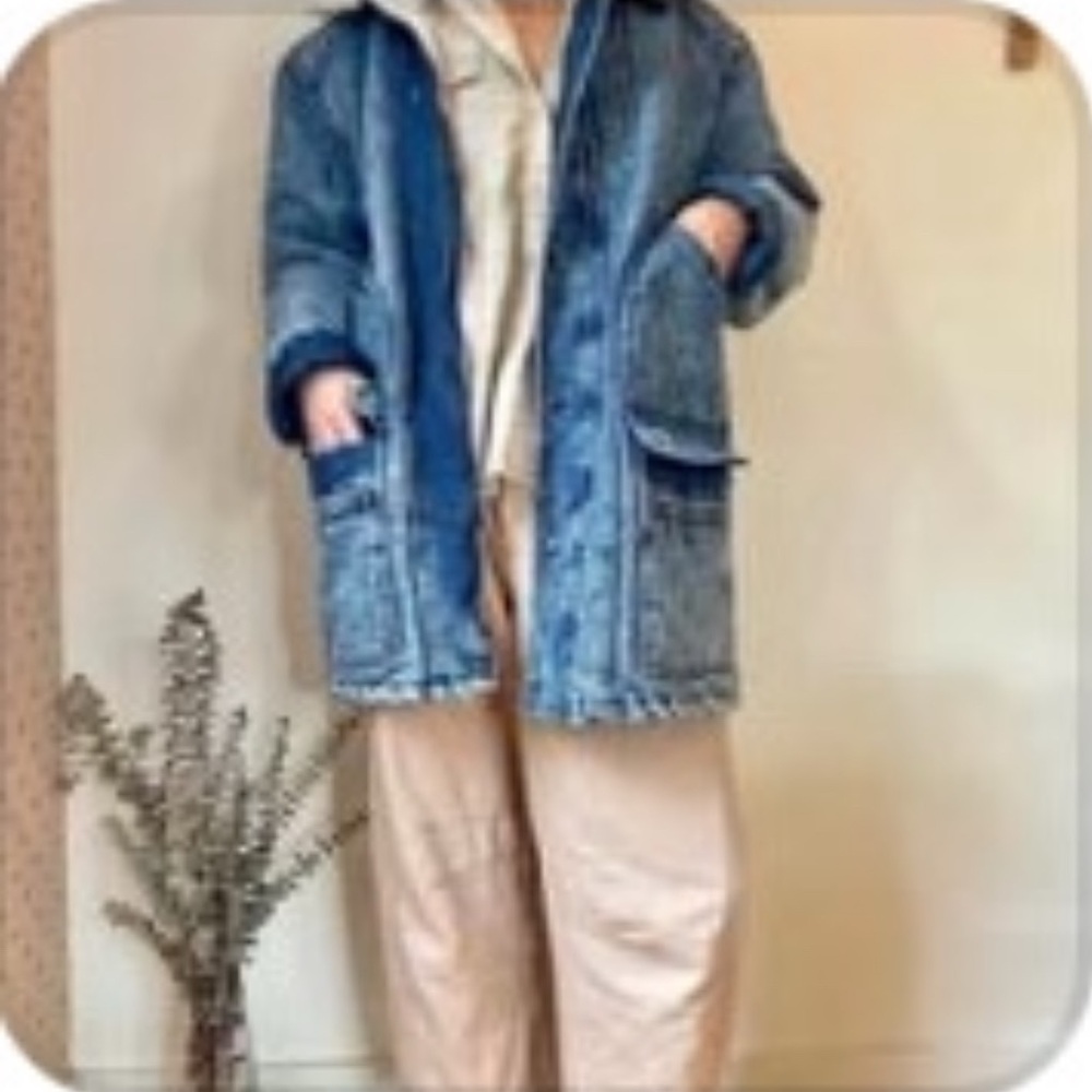 Vintage sherpa lined jean chore coat